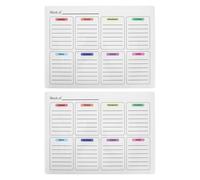 ZUNOXAZ Lot de 2 tableaux blancs effaçables à sec pour calendrier, organisation du réfrigérateur et du mur - Tableau de menu mensuel, liste de courses et bloc-notes pour la cuisine 30 x 40 cm