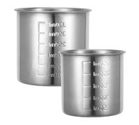 ZUNOXAZ Lot de 2 Tasses à Mesurer en Acier Inoxydable 250 Ml, Verre Doseur Gradué sans Poignée pour Pâtisserie Cuisine, Récipient à Riz Multifonction, Ustensile Précis pour Mesurer
