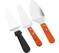 ZUNOXAZ Lot de 3 Spatules Cuisine en Acier Inoxydable Manche en Bois et Noir pour Pizza Gâteau et Steak Antiadhésives Légères et Polyvalentes pour Pâtisserie et Cuisson au Quotidien
