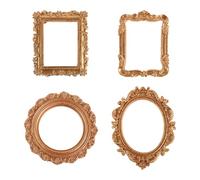 ZUNOXAZ Lot de 4 cadres photo pour maison de poupée : petits cadres muraux vintage pour décorations de maison de poupée et loisirs créatifs - Porte-photos baroque miniature en résine dorée