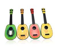 ZUNOXAZ Lot de 4 Guitares Jouets Ukulélé Miniatures en Plastique Coloré Fruité, Surface Lisse, Éducatif pour Garçon et Filles, Développement Musical et Créativité, Apprentissage Précoce