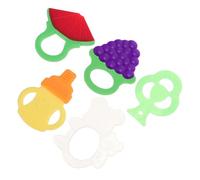 ZUNOXAZ Lot De 5 Anneaux De Dentition En Silicone Pour Bébé Jouets De Dentition Sensoriels Avec Motifs Ours Pastèque Feuille Et Arrosoir Jouets Sûrs Et Souples Pour Soulager Les