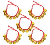 ZUNOXAZ Lot de 5 Bracelets à Clochettes Dorées Réglables pour Garçon et Filles Hochet de Poignet Décoratif Accessoires de Danse et Spectacle de Noël Légers et Résistants
