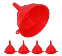 ZUNOXAZ Lot de 5 Grands Entonnoirs Rouges à Bec Verseur 1 CM Diamètre Cuisine et Remplissage d'Huile et Eau