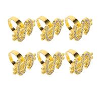 ZUNOXAZ Lot de 6 Bagues à Cristaux Punk pour Femmes, Taille Unique, Bijoux Fantaisie de Rappeur Argentés, Accessoires Disco et Déguisement Fête, Bagues Décoratives pour Soirées Déguisées