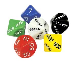 ZUNOXAZ Lot de 6 Dés en Plastique Multi-Faces Dés Numériques Valeurs Unité Dizaine Centaine Millier Dix-Mille Cent-Mille Accessoires de Jeu de Société pour Couleur Aléatoire