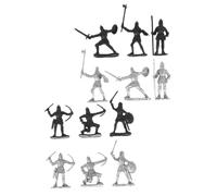 ZUNOXAZ Lot de 60 Figurines de Soldats Médiévaux en Plastique Noir et Argenté, Modèles Aléatoires, Soldats du Moyen Âge pour Table de Sable, Militaire Miniature, Décor de Jeu Historique
