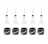 ZUNOXAZ Mini Balai à Franges d'halloween Miniature Seau Noir et Blanc 10 Pièces Accessoires Décoratifs pour Maison de Poupée Outil de Nettoyage Miniature pour Micro-Paysage et Loisirs