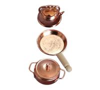 ZUNOXAZ Mini Bouilloire, Casserole et Marmite de Soupe Miniature en Métal, Lot de 3 Set de Pièces Compactes pour Maison de Poupée, Accessoires Cuisine Décoratifs et Modélisme, Ustensiles