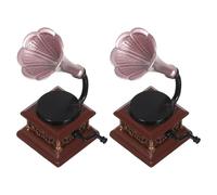 ZUNOXAZ Miniature Retro Phonograph Figurine Alloy Mini Record Player Decor for Dollhouse Vintage Music Theme Victorian Style Miniature Furniture Accessory