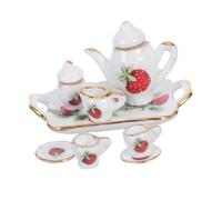 ZUNOXAZ Miniature Tea Set for Dollhouse Porcelain Teapot and Ceramic Cups Pretend Play Kitchen Accessory for Tea Party and Dollhouse Decoration