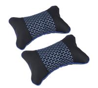 ZUNOXAZ Oreillers Multifonctions pour Voiture Coussins de Confort Ergonomiques pour Cou et Taille Lot de 2 en Tissu Doux Noir et Bleu Soutien Cervical et Lombaire pour Siège Auto