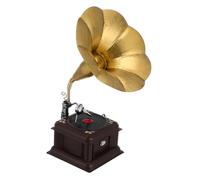 ZUNOXAZ Ornement Phonographe Vintage Rétro avec Mécanisme à Manivelle Décoration Romantique pour Café Bar et Intérieur