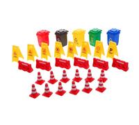 ZUNOXAZ Pédagogique de Panneaux Routiers Miniatures avec Cônes Plastiques et Poubelles Éducatif pour Garçon Fille Simulation Réaliste Circulation Intérieur et Extérieur
