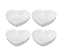 ZUNOXAZ Petites Assiettes Accessoires Photo Portables Forme de Cœur Lot de 4 en Céramique Blanches, Décoratives et Faciles à Nettoyer pour Décoration de Bureau