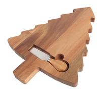 ZUNOXAZ Planche à Découper Forme Sapin de Noël Plateau Charcuterie Festive avec Couteau et Fourchette Plateau Service pour Pizza Fromage et Légumes Décoration Table Cuisine