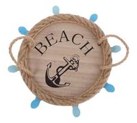 ZUNOXAZ Plateau Décoratif en Bois Massif de Roue de Navire, Petit Format, Style Méditerranéen, Centre de Table Nautique pour Décoration Intérieure Bord de Mer, Plateau de Service Rustique