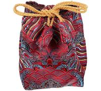 ZUNOXAZ Pochette De Rangement à Cordon Brodée Tissu Solide 9x9x12 Cm Paquet Carré Rouge Pour Sachets De Thé Fête Organisation Maison Présent Élégante Décorative