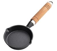 ZUNOXAZ Poêle à Frire en Fonte 10 Cm Manche en Bois Mini Poêle Plate Multifonction Antiadhésive et Crêpes Cuisine Professionnelle et Usage Domestique