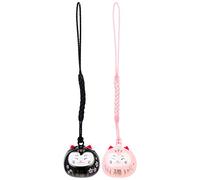 ZUNOXAZ Porte-clés Pendentif Chat Lot de 2 Clochettes DIY Accessoire Suspendu pour Porte-clés Voiture et Téléphone Portable Décoration Feng Shui pour Femmes et Filles