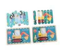 ZUNOXAZ Puzzle Bois Éducatif pour Garçon Fille Ans Jeu de Construction Créatif avec Véhicules Pelleteuse et Voiture de Police Éveil Montessori pour Développement Moteur et Reconnaissance