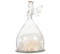 ZUNOXAZ Rose Éternelle Blanche sous Cloche avec Statue d'ange, Ornement Décoratif Romantique pour Intérieur, Présent Saint-Valentin, Fleur Préservée Décorative Solide, Décor Scène Maison