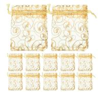 ZUNOXAZ Sachets à Bijoux en Organza Doré 7 X 9 Cm 200 Pièces avec Cordon de Serrage, Pochette Présent Légère et Transparente pour Mariage, Fête, Rangement Bijoux et Petits Objets
