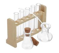 ZUNOXAZ Set de Mini Tubes Dessai Simulation avec Porte Éprouvette Bois pour Maison de Poupée Décor Éducatif Réaliste pour et Jouets Déveil