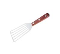 ZUNOXAZ Spatule à Steak Inox Ajourée Manche Bois Tourneur Fentes pour Cuisson Grillée Pelle à Poêler Drainante pour Viande et Œufs