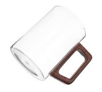 ZUNOXAZ Verre à Latte Transparent Anse en Bois, Design Simple et Élégant, Résistant la Chaleur, Adapté pour Thé et Café un Cadre Contemporain