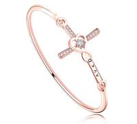 Zuo Bao Bracelet avec croix chrétienne « God is Greater Than The Highs and Lows » - Cadeau religieux inspirant, 8 inch, Or rose Métal