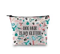 Zuo Bao Trousse de maquillage pour toiletteur de chien Cadeau pour maman Chien Hair Is My Glitter Sac à cosmétiques Cadeau de toilettage pour animaux, Poils de chien
