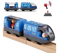 Zuoan Train en bois électrique à grande vitesse - Jouet pour enfants - Compatible avec rails en bois - Jouet pour enfants - Voiture jouet pour tout-petits