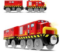 Zuoan Train en bois - Jouet de train à piles - Train motorisé pour tout-petits - Avec connexion magnétique - Compatible avec Thomas, Brio, Chuggington, Melissa