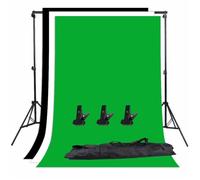 ZUOCHEN Kit de support de fond de Studio Photo 1.6 * 3 m toile de fond d'écran noir blanc vert et support de fond 2 * 2 m