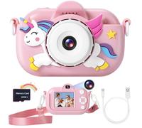 ZUODUN Caméra Numérique pour Filles de 3 à 8 ans, Caméra Vidéo 1080P avec Couverture de Protection Mignonne et Carte SD de 32 Go