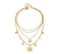 Zuoeay 1 lot de colliers en acier inoxydable avec trombones et perles avec motif unique fleur et étoile de mer, taille unique, Comme décrit, Comme décrit.