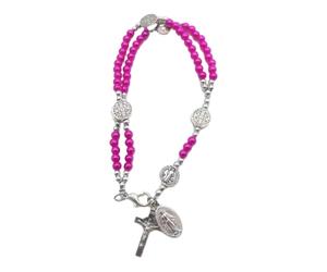 Zuoeay Chapelet en forme de croix pour baptême, communion, cadeau de baptême et de communion, bracelet de perles à double couche pour baptême, cadeau de mariage, images saintes