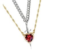 Zuoeay Collier élégant en forme de dague en forme de cœur avec cristaux pour les occasions spéciales, taille unique, Comme décrit, Comme décrit.