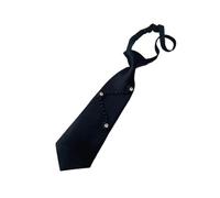 Zuoeay Cravates noires uniformes pour lycéenne uniforme pré-noué look preepy cravate réglable avec cristal accessoire tendance pour femme, Cravate noire perlée, taille unique