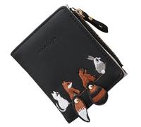 Zuoeay Élégant portefeuille court pour femme avec porte-cartes de crédit brodé, poche à monnaie et accès facile pour diverses occasions, Noir , Beauté de masse