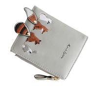 Zuoeay Élégant portefeuille court pour femme avec porte-cartes de crédit brodé, poche à monnaie et accès facile pour diverses occasions, gris, Beauté de masse