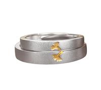 Zuoeay Élégantes bagues de couple en forme de feuille de ginkgos avec accessoire portable réglable pour exprimer l'amour et célébrer un moment unique bijoux de couple tendance