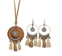 Zuoeay Ensemble élégant collier et boucles d'oreilles assorties tissés à la main pour femme Style ethnique tendance Bijoux déclaration pour femme, taille unique, Comme décrit, Comme décrit.