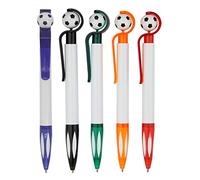 Zuoeay Lot de 5 stylos à bille rétractables de football avec pointe de 1 mm pour écrire en douceur et rechargeable pour bureau, hôtel, stylo d'écriture amusant, connectez-vous avec support, connexion