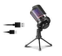 Zuoeay Microphone à condensateur USB 192 kHz, éclairage réglable pour jeux et streaming, podcast, chant en direct, microphone d'ordinateur