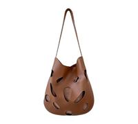 Zuoeay Sac à main à bandoulière en tissu PVC avec découpe géométrique et compartiment spacieux, design ergonomique, idéal pour les femmes modernes, sac de voyage, marron, One Size