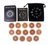 Zuoeay Symboles runiques de poche anciens accessoires de jeu éducatifs pour exploration culturelle et rituels divination en bois durable