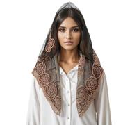 Zuoeay Voile de tête Mantilla en dentelle populaire pour catholique vintage latine massive écharpe à fleurs châle pour femmes écharpe tendance, Noir Jp109, Taille unique