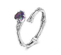 ZUOHUI Bague ajustable en argent sterling S925 avec motif squelette et cœur for Halloween - Bijou gothique for femme, alliance empilable et romantique for un usage quotidien ou comme cadeau
